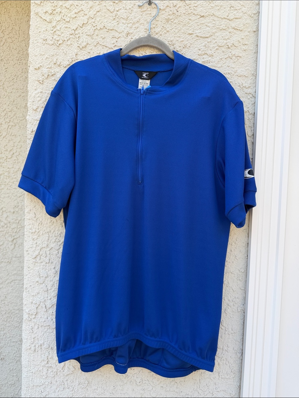 CANARI Men's Royal Blue 1/4 Zip S/S Perfomance Cycle Jersey Size L NWT